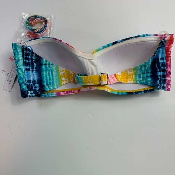 Bleu Rod Beattie Multicolor Bandeau Bikini Top Sz 10 Acid Wash Swim - Picture 16 of 16